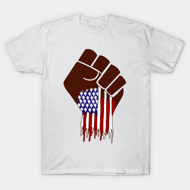 Red, White and Brown T-Shirt by shimekism